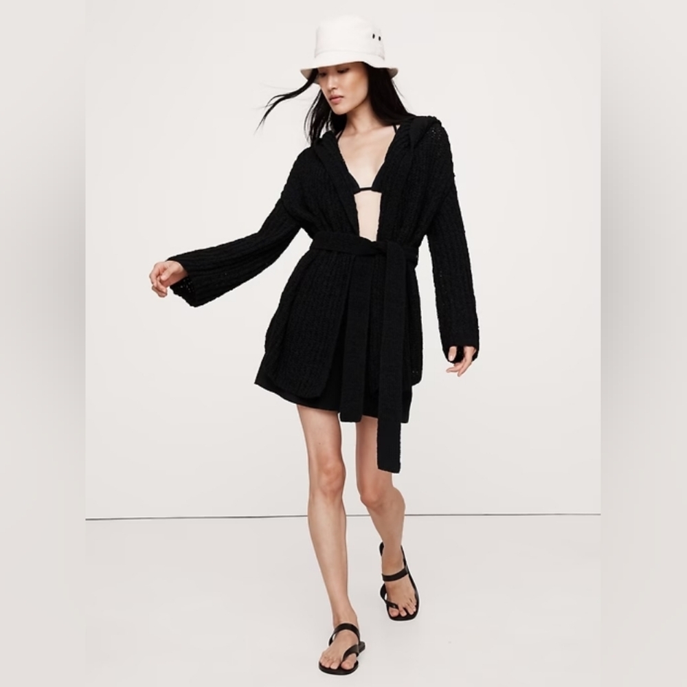 NWT Banana Republic Oversized Hoodie Cardigan Black